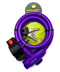 Замок велосипедный 12*1200мм, фиол.тросик, защита замка от влаги. инд.уп.Vinca Sport VS 588 violet