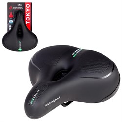 Седло велосипедное комфортное COMIRON TOKYO C012 265x220,Чёрный+:Зелёный 700120 - фото 37436