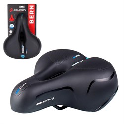 Седло велосипедное комфортное COMIRON BERN N669A 255x210, Технологии: ED, Эластомер, Верх: PU с пресс. принтом, Цвет: Чёрный+Синий /уп 20/ 686348 - фото 37734