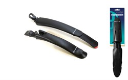 Крылья HOGGER  20-28", к-кт перед./задн. раздвижное с отражателем, крепеж: перед. за бустер вилки, задн. за подседельный столбик; пластик, черн. FN-HG-258-0-BK - фото 37746