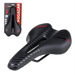Седло велосипедное MTB COMIRON POGACAR N846 280X160, Технологии: DW, ED. Верх: PU принтованный глянец/Цвет: Чёрный+Красный 686370 - фото 37989