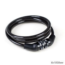 Замок тросовый кодовый KRYPTON, 4 разряда, 6х1000мм, заводской код, вес 120 гр 749647