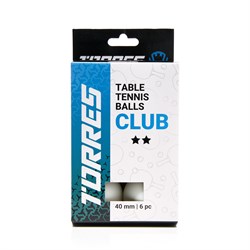 Мяч для наст. тенниса TORRES Club 2*, TT23014, диам. 40+мм, упак. 6 шт, белый 6FbM8rbJjNg2YmeRvIzhK0