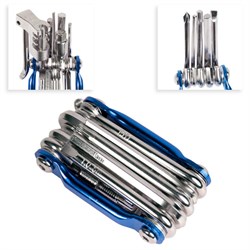 Мультитул велосипедный универсальный COMIRON TOOL 11в1, шестигранные крестовые плоские torx отвёртки, выжимка цепи, синий 707965-1