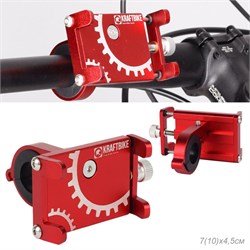 Держатель велосипедный для телефона KRAFTBIKE. 82-127мм. Алюминиевый. Цвет Красный. 107гр /BG-087-R 755129
