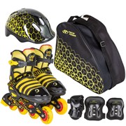 Роликовые коньки  защита, шлем, сумка Maya Set черный