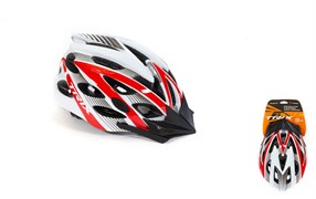 Шлем вело TRIX, кросс-кантри, 25 отверстий, регулировка обхвата, размер: L 59-60см, In Mold, красно-белый (20)