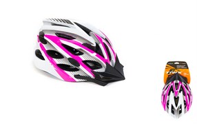 Шлем вело TRIX, кросс-кантри, 25 отверстий, регулировка обхвата, размер: M 57-58см, In Mold, розово-белый (20)