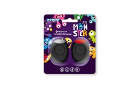 Фонари TRIX Little Monster детские, комплект передний задний, 2 диода, 3 режима, силикон, черные (20/100)