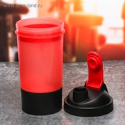 Шейкер спортивный "Вид 4", красно-чёрный с чашей под протеин 500 мл 3794665