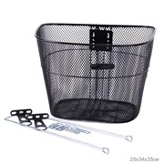 Корзина для велосипеда металлическая, с креплением на переднее колесо под резьбовую вилку.  Черная. / 1DVMI-1 714314