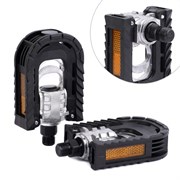 Педаль FOLD HONGDING HD-849 складная, 9/16 резьба, ALU+NYLON корпус, сталь. подшипник, 109х71мм, с рефлектором, ось 2S стальная, black+silver 736985