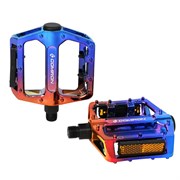 Педаль MTB COMIRON MX-P806, 9/16 резьба, ALU корпус, сталь. подшипник, 111х102мм, с рефлектором, 2S ось, UV vacuum rainbow, 1 пара 756234