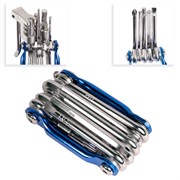 Мультитул велосипедный универсальный COMIRON TOOL 11в1, шестигранные крестовые плоские torx отвёртки, выжимка цепи, синий 707965-1