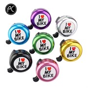 Звонок для велосипеда с зеркалом "I love my bike", алюминий/пластик